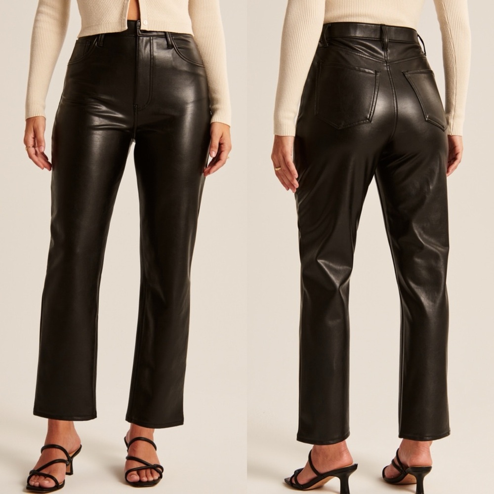 Abercrombie & Fitch Curve Love Vegan Leather Ankle Straight Pant 29